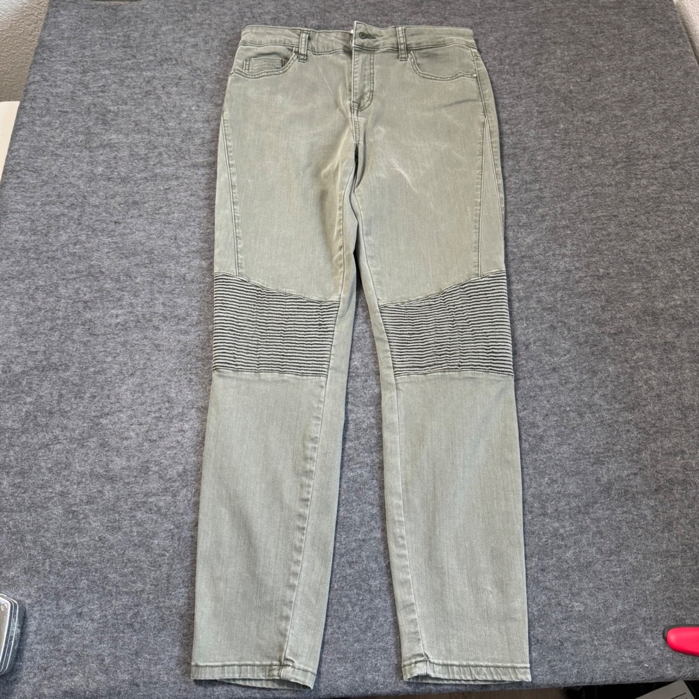 Pistola Olive Green Moto Skinny Jeans Size 29 P6268 Ribbed Knee Stretch Tencel